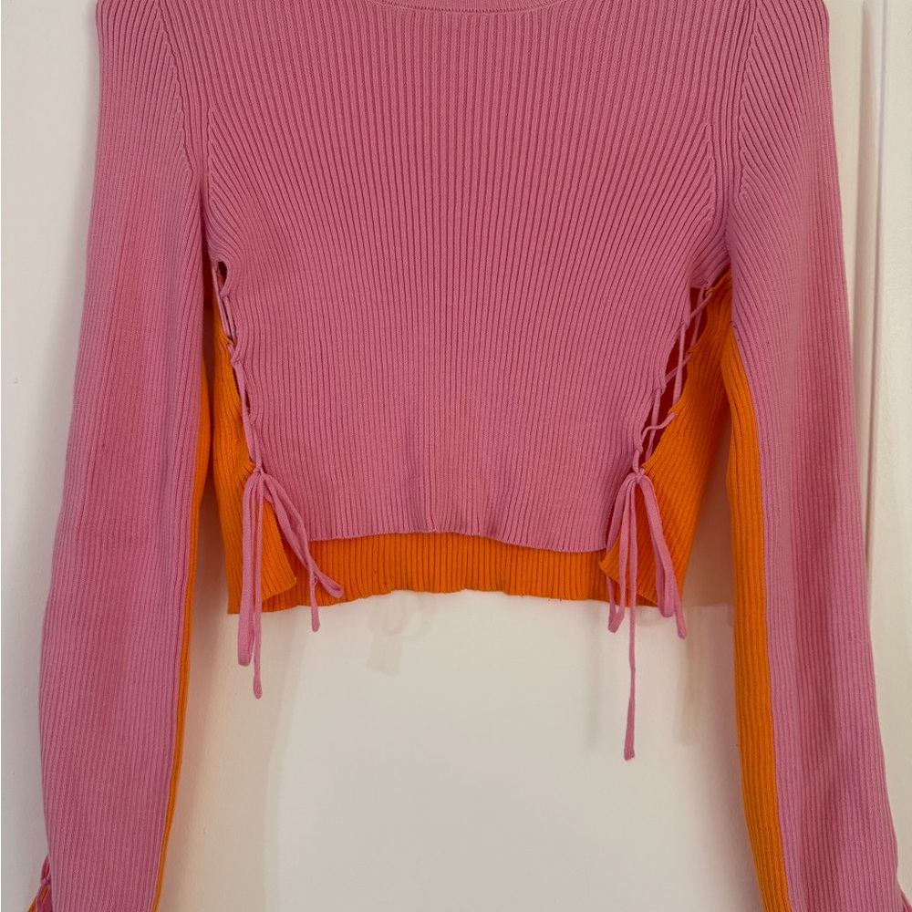 Vibrant Pink and Orange Women's Crop Top